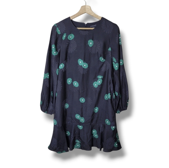 Ann Taylor Long Sleeve Floral Jacquard Shift Dress Size 0 - Picture 2 of 9